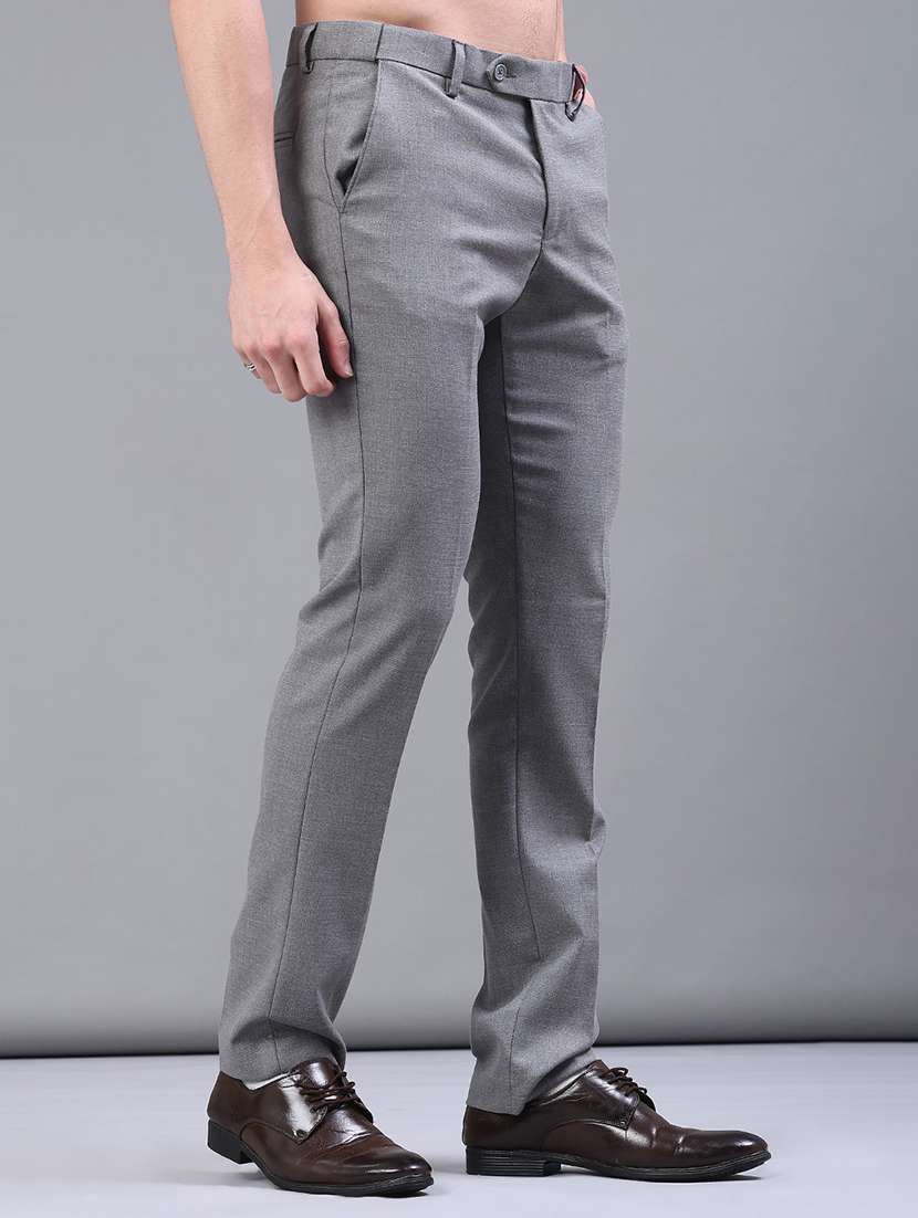 men solid mid rise flat front formal trouser - 22248582 -  Standard Image - 2