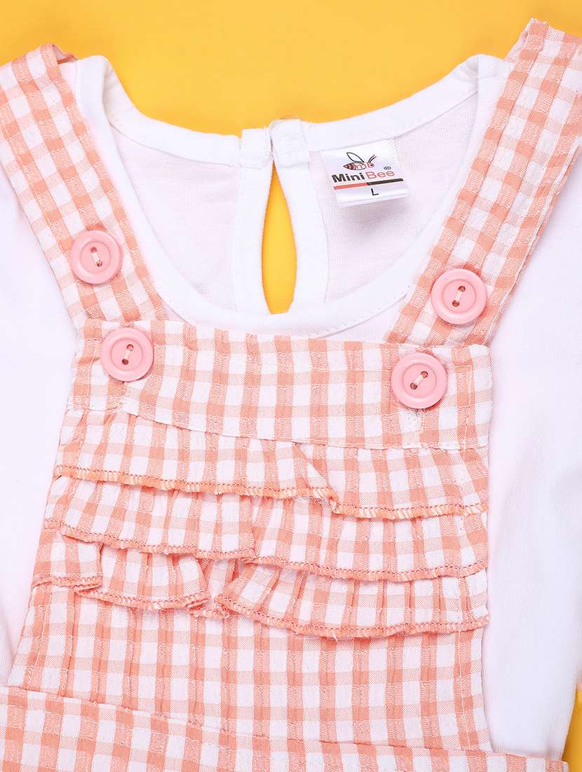girls checkered t-shirt and dungaree set - 22248615 -  Standard Image - 2