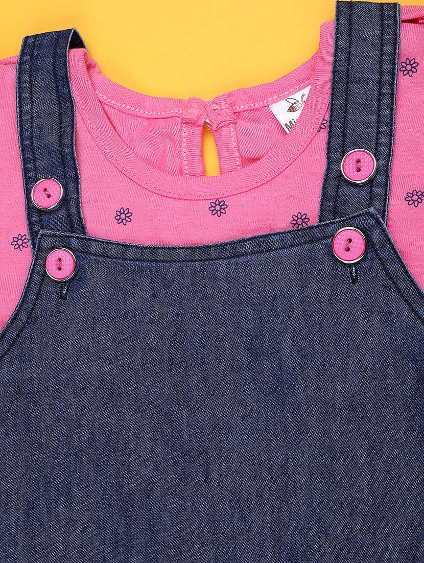 girls printed puff sleeves dungaree dress with bloomer - 22248630 -  Standard Image - 2