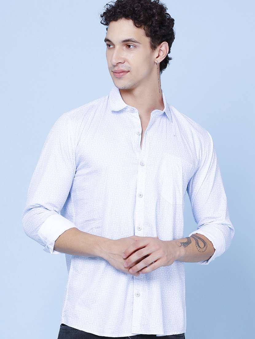 men printed long sleeve regular fit casual shirt