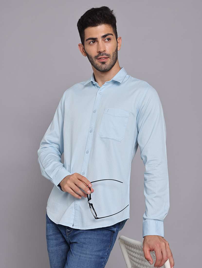men collared long sleeve regular fit shirt