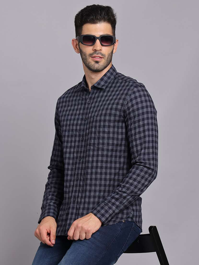 men collared long sleeve regular fit shirt