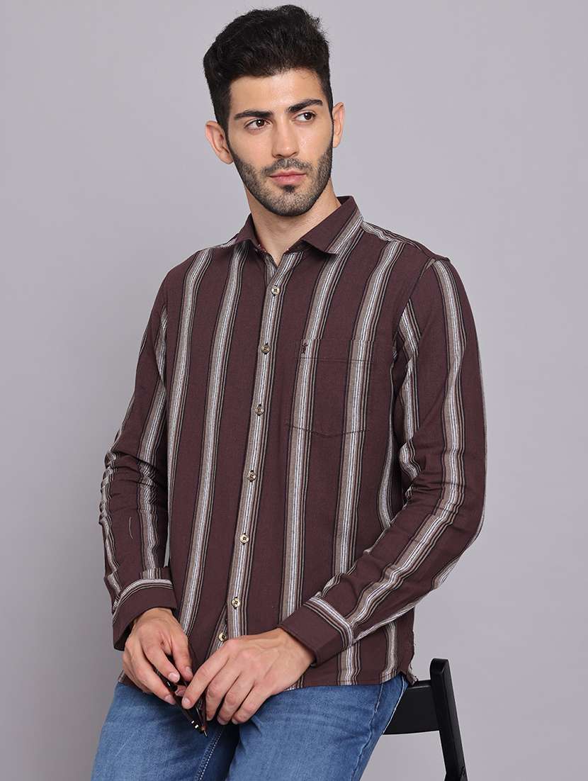 men collared long sleeve regular fit shirt