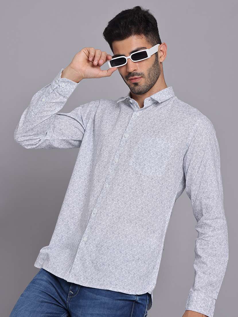 men collared long sleeve regular fit shirt