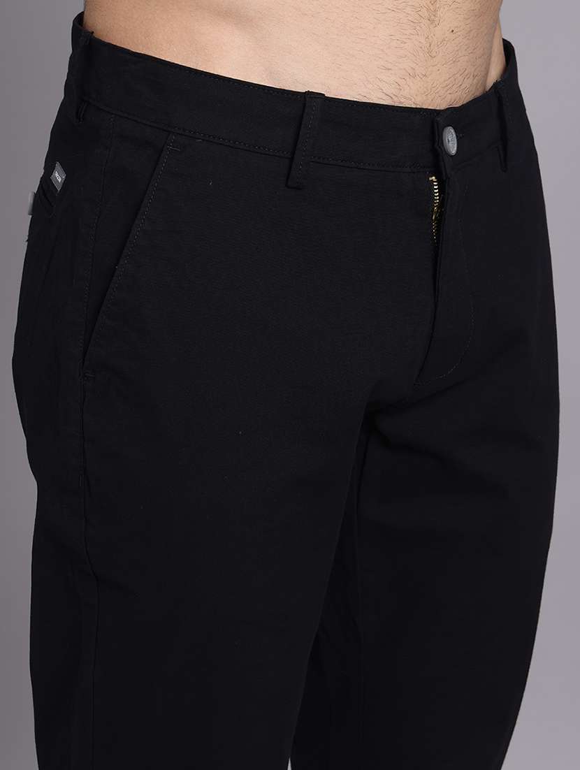 men solid mid rise slim fit trouser - 22248913 -  Standard Image - 2