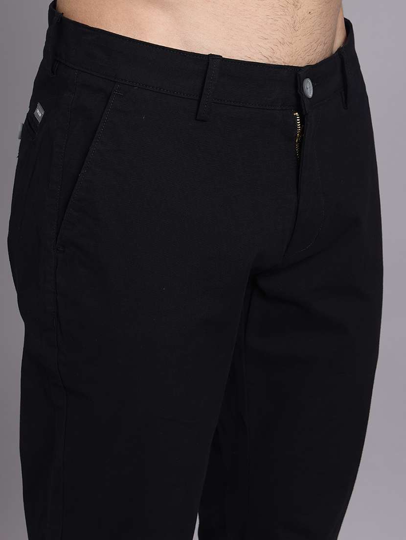 men solid mid rise slim fit trouser - 22248915 -  Standard Image - 2