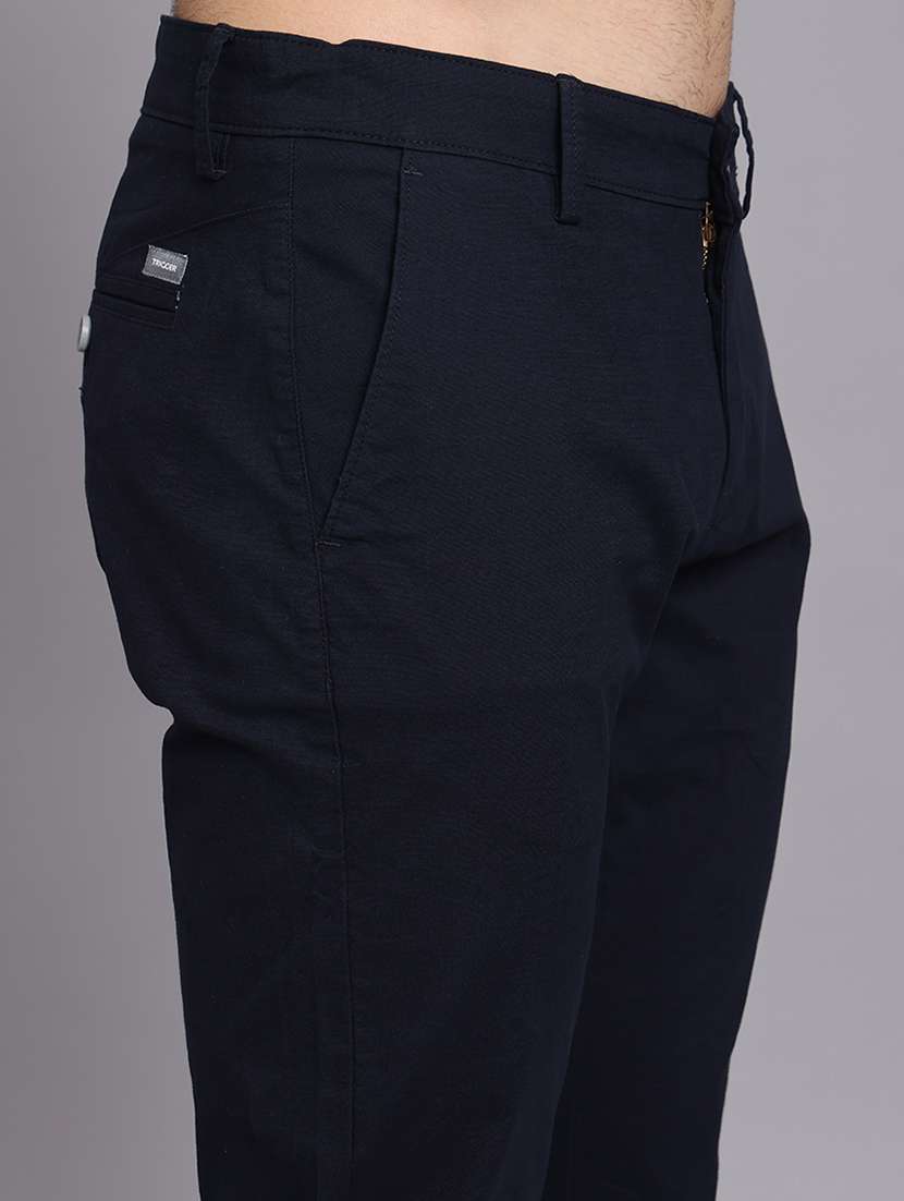 men solid mid rise slim fit trouser - 22248916 -  Standard Image - 2