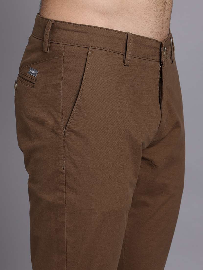 men solid mid rise slim fit trouser - 22248917 -  Standard Image - 2