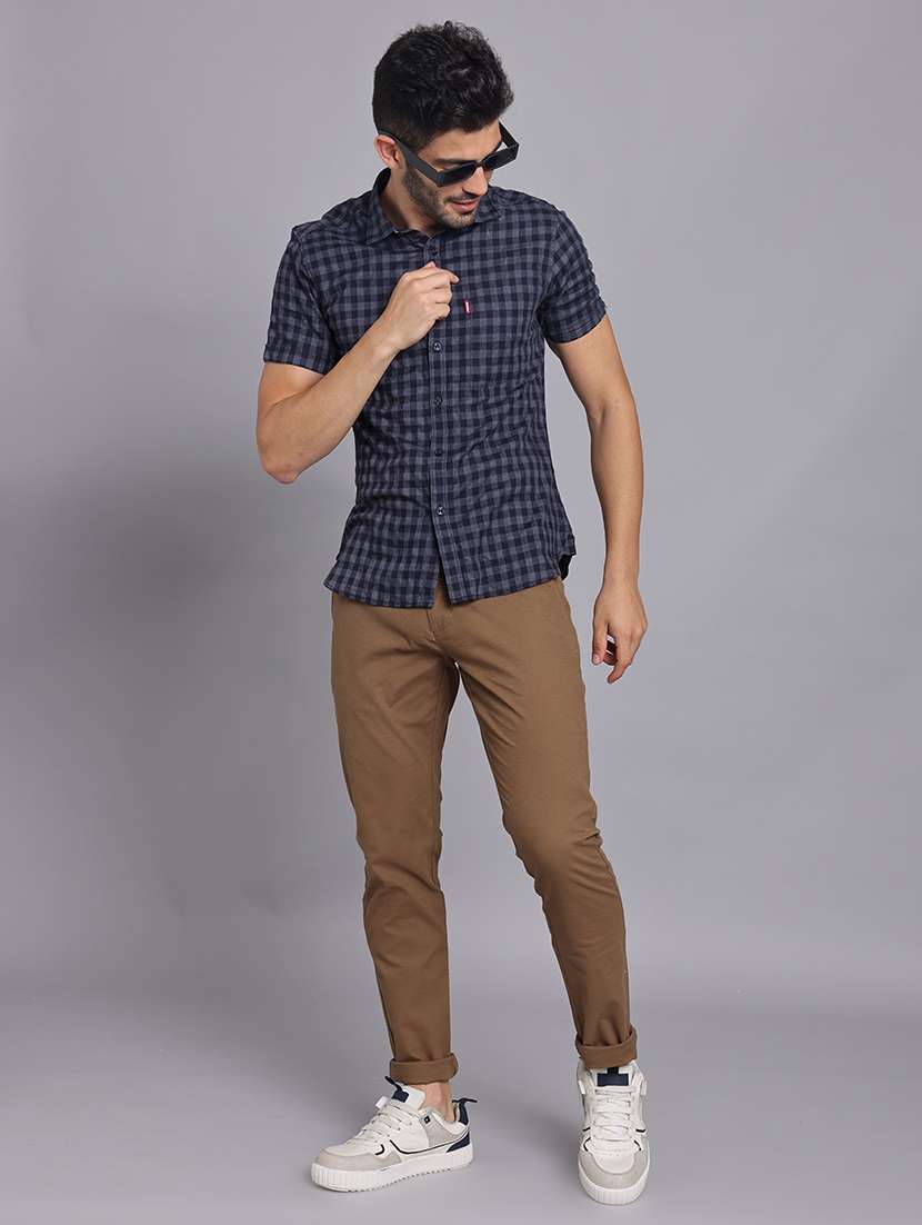 men solid mid rise slim fit trouser - 22248917 -  Standard Image - 7