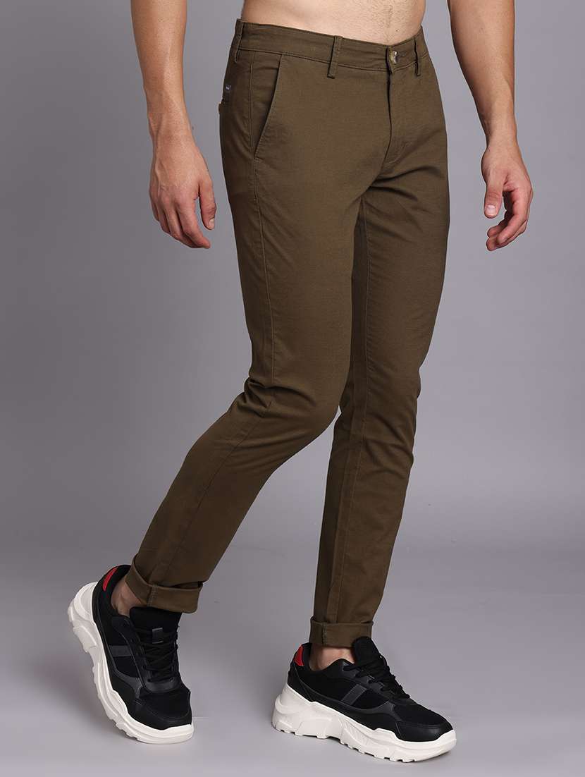 men solid mid rise slim fit trouser - 22248919 -  Standard Image - 2