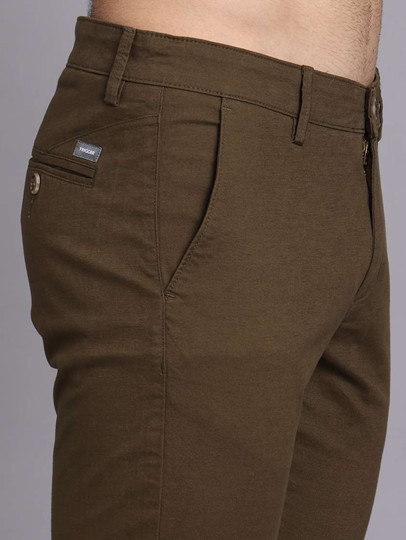 men solid mid rise slim fit trouser - 22248920 -  Standard Image - 2