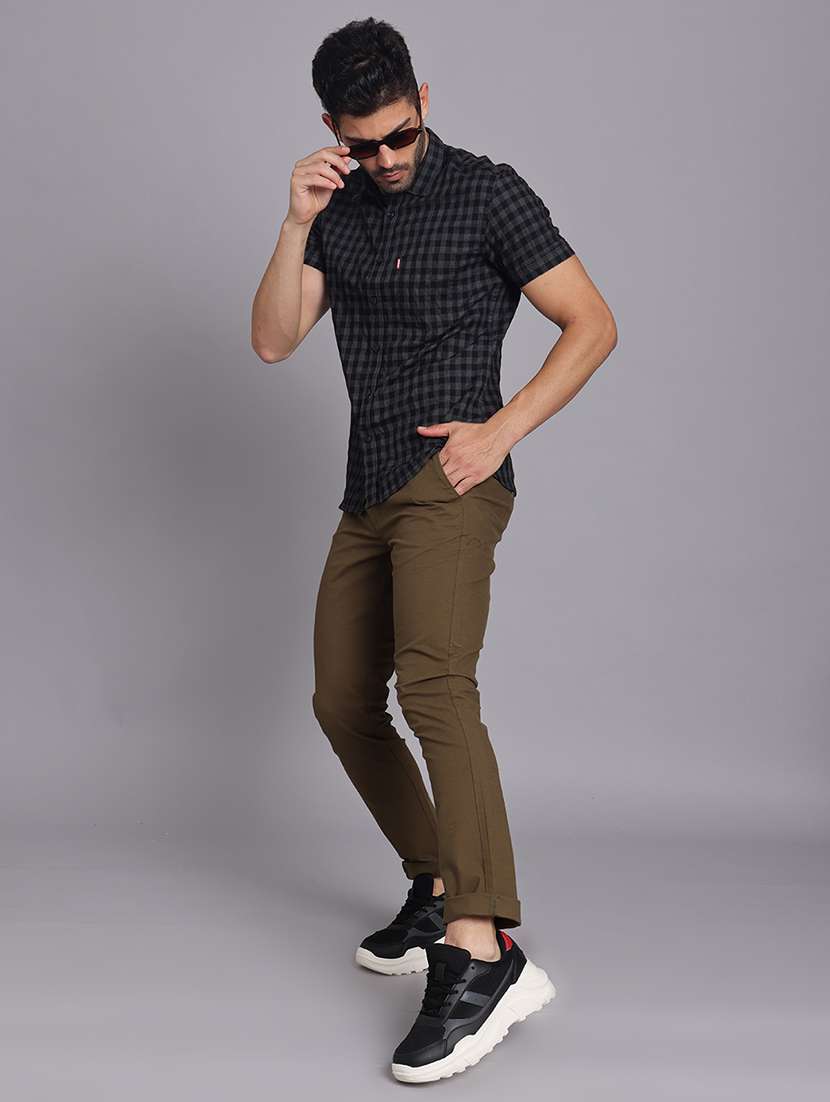 men solid mid rise slim fit trouser - 22248920 -  Standard Image - 7