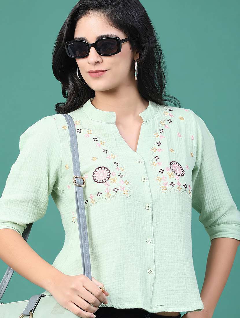women solid with work three quarter sleeve top