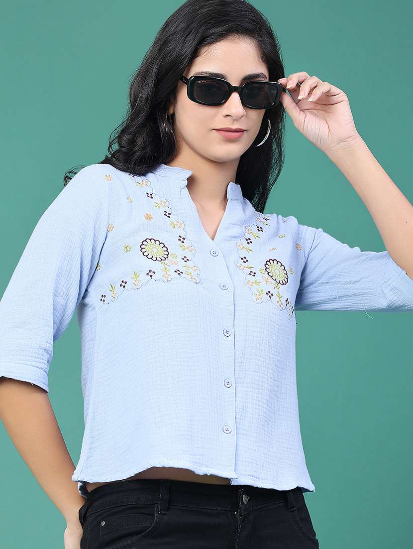 women solid with work three quarter sleeve top