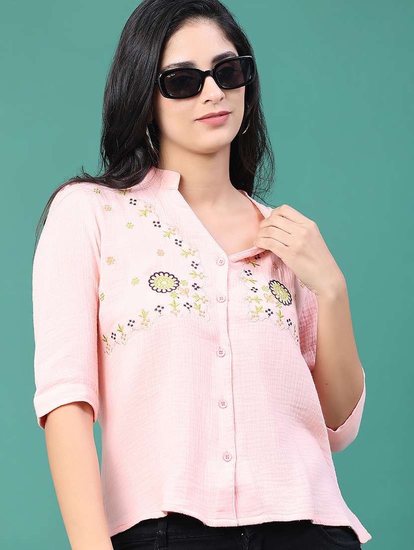 women solid with work three quarter sleeve top