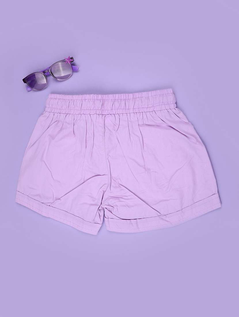 Girls Solid Mid Rise Regular Fit Shorts - 22249590 -  Standard Image - 2