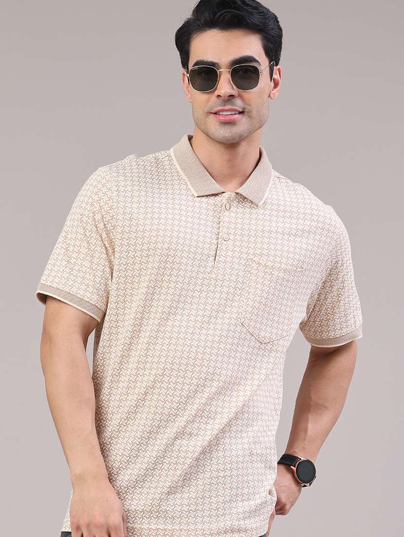 men printed short sleeve regular fit polo t-shirt