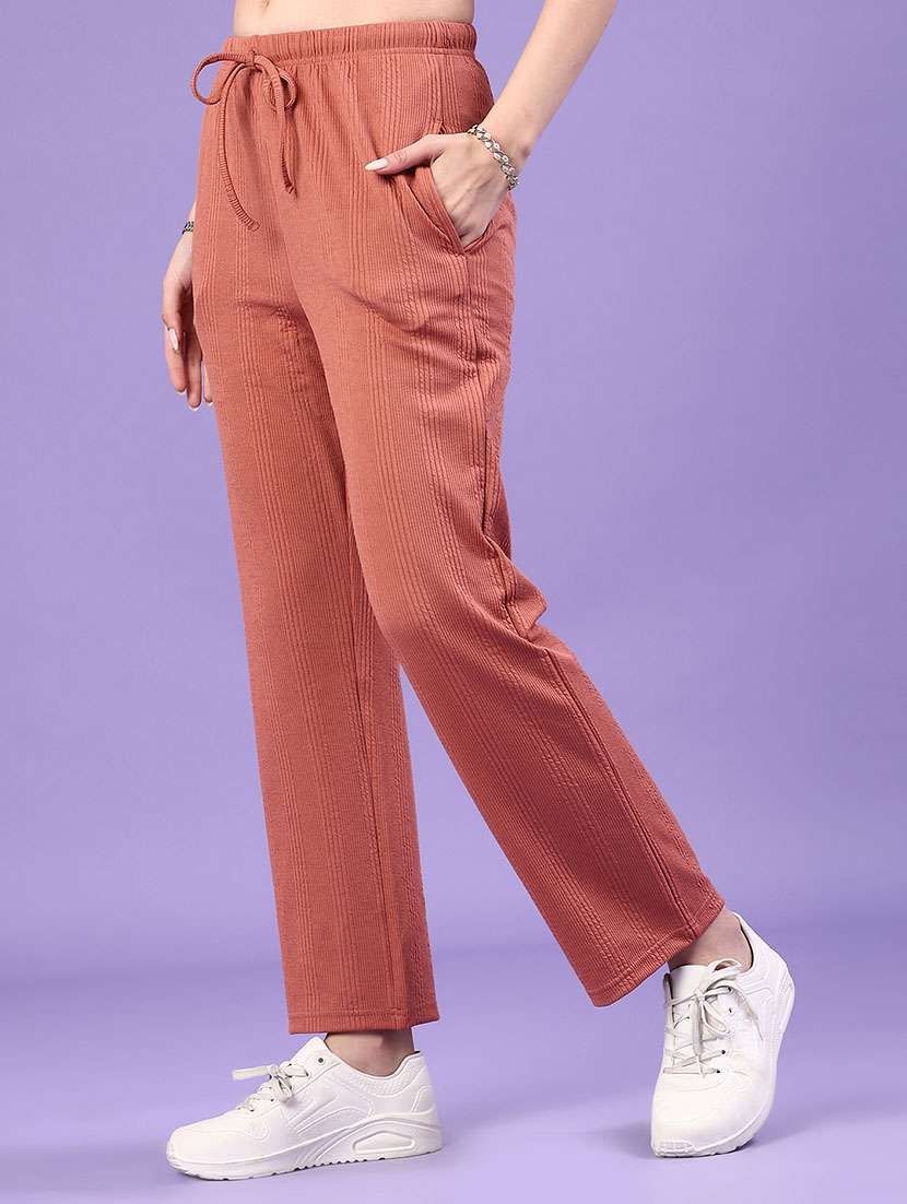 women solid mid rise track pant - 22249634 -  Standard Image - 2