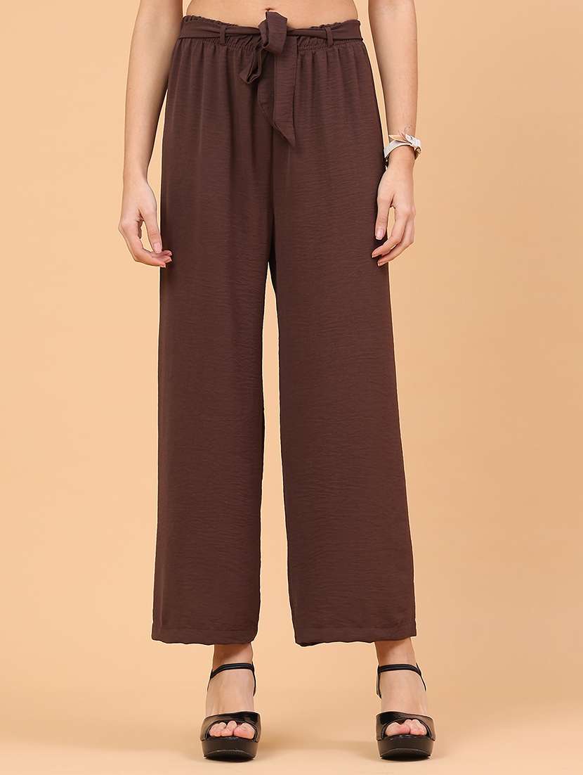 women solid mid rise palazzo