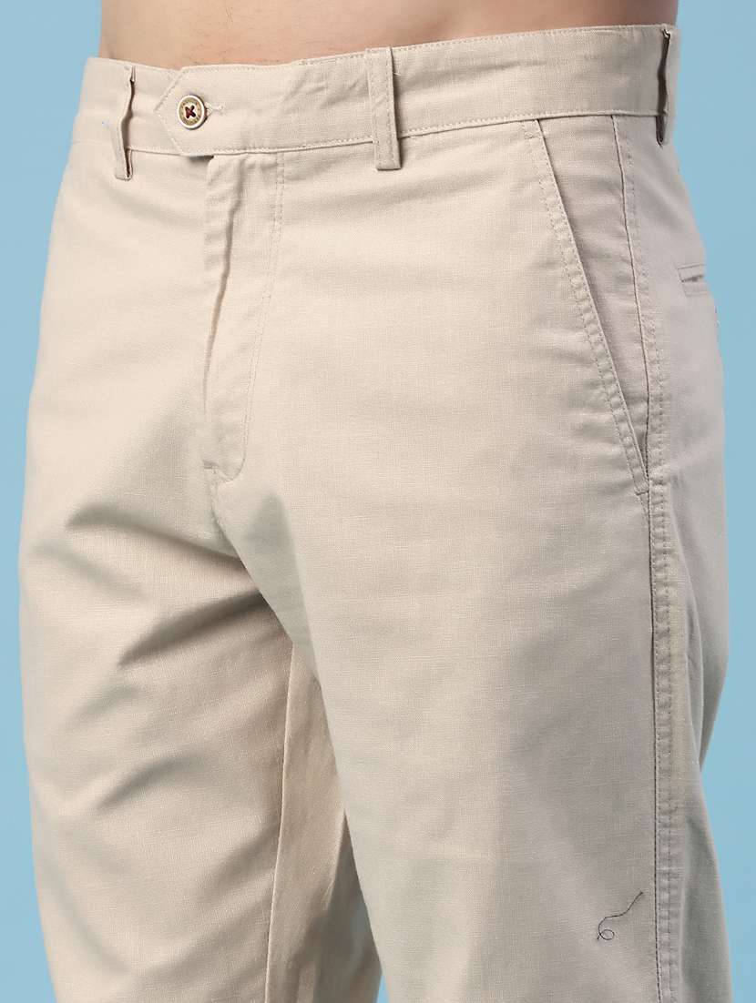 men solid mid rise chinos casual trouser - 22249905 -  Standard Image - 2
