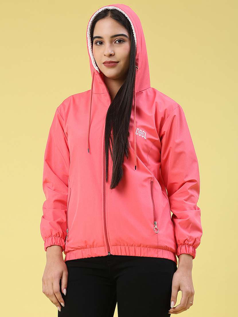 Women Solid Long Sleeve Windcheater Jacket - 22250009 -  Standard Image - 2
