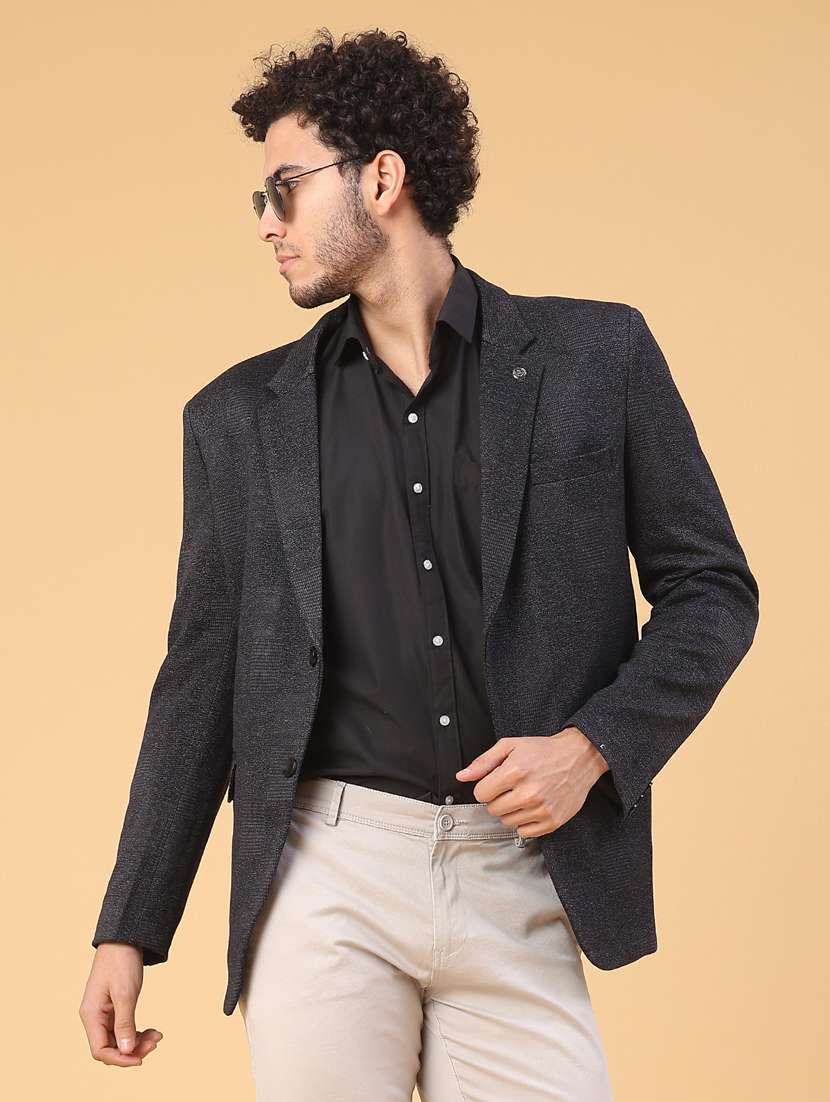 men self design lapel collar single breasted casual blazer - 22250054 -  Standard Image - 2