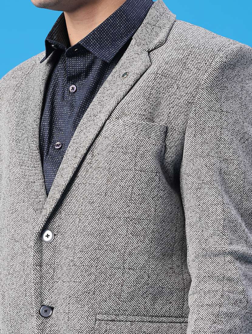 men self design lapel collar single breasted casual blazer - 22250090 -  Standard Image - 2