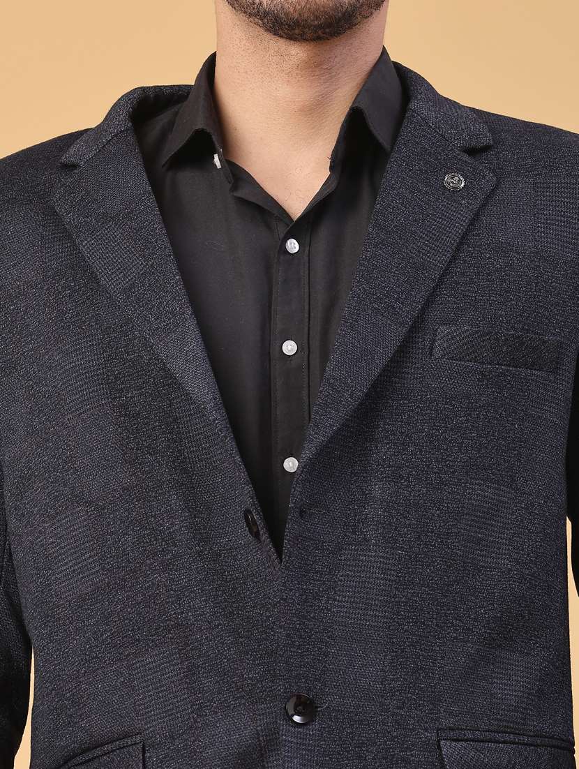 men self design lapel collar single breasted casual blazer - 22250091 -  Standard Image - 2