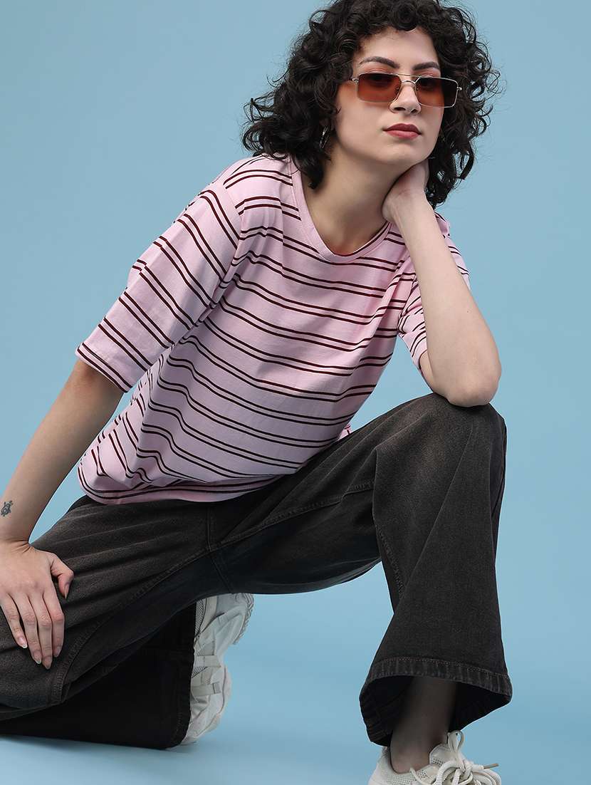 women striped short sleeve t-shirt