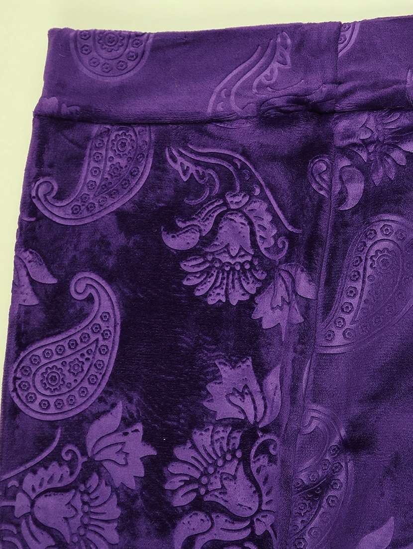 girls self design mid rise winterwear leggings - 22250232 -  Standard Image - 2