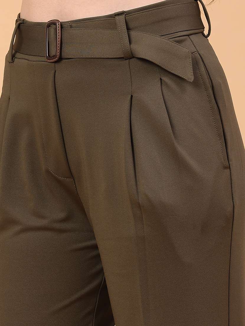 women solid mid rise straight trouser - 22250433 -  Standard Image - 2