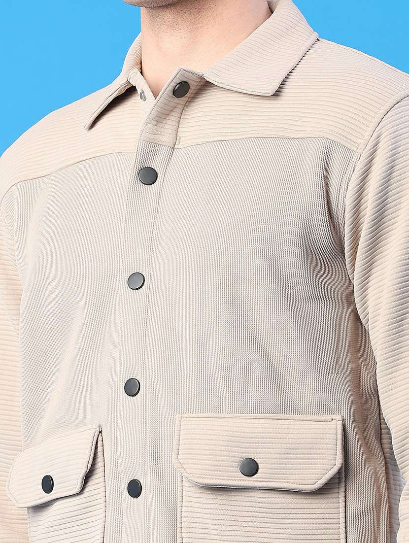 men solid long sleeve regular fit shacket - 22250700 -  Standard Image - 2