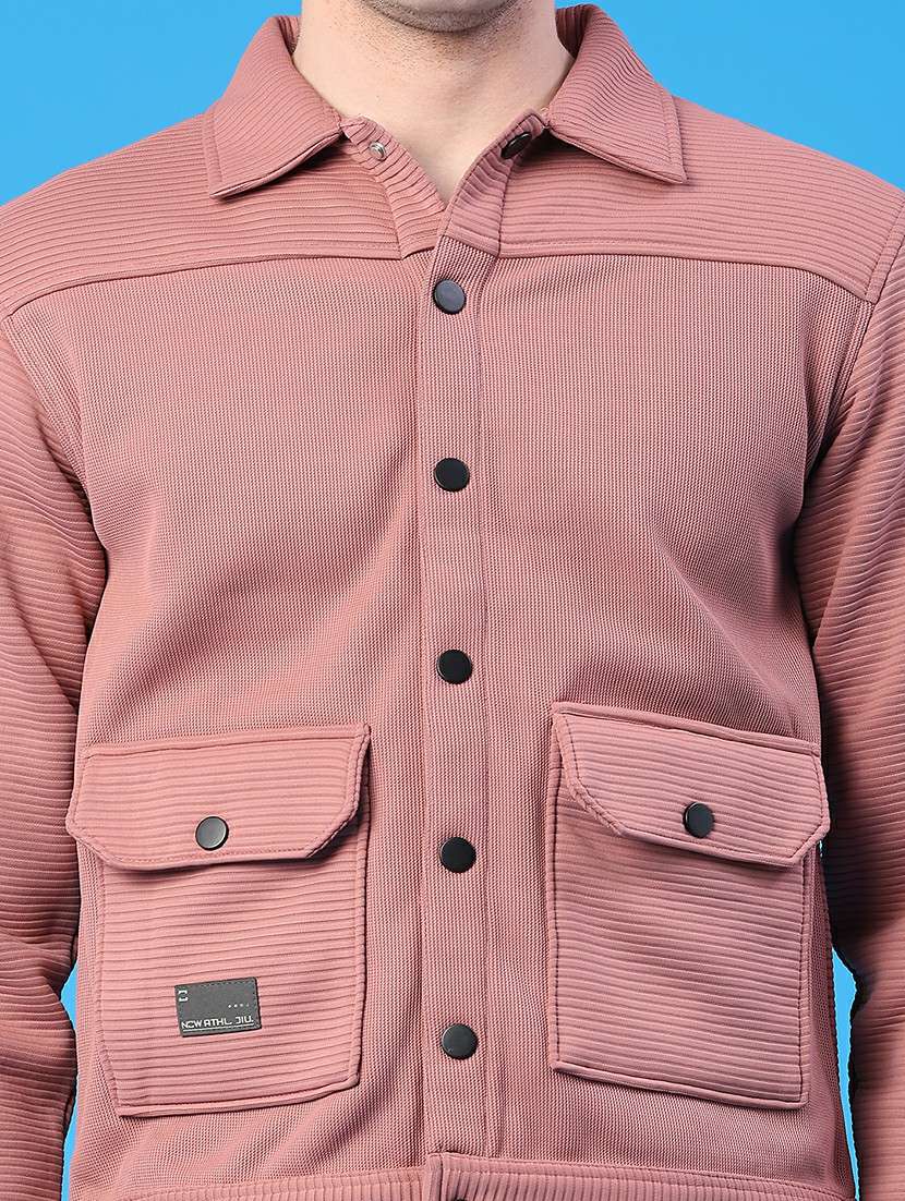 men solid long sleeve regular fit shacket - 22250702 -  Standard Image - 2