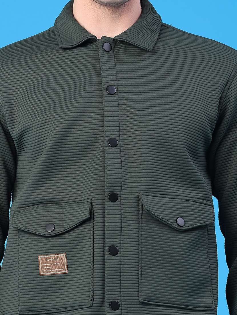 men solid long sleeve regular fit shacket - 22250703 -  Standard Image - 2