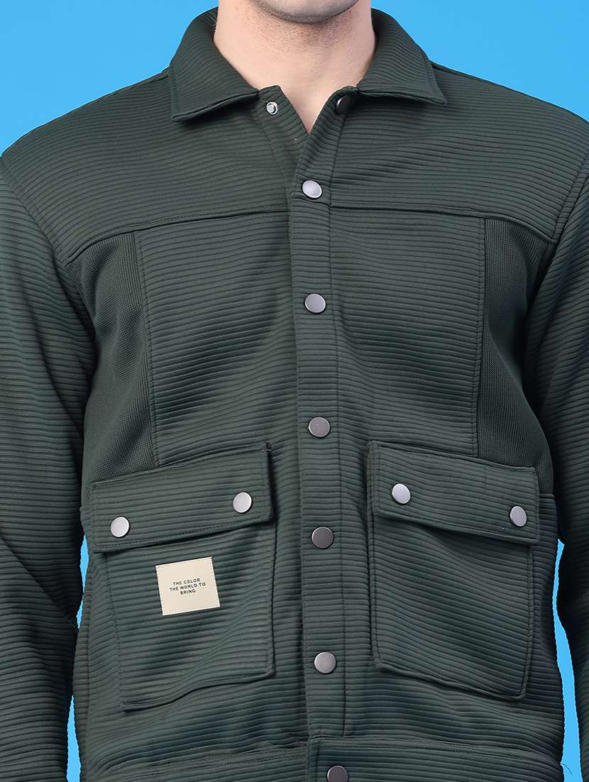 men solid long sleeve regular fit shacket - 22250745 -  Standard Image - 2