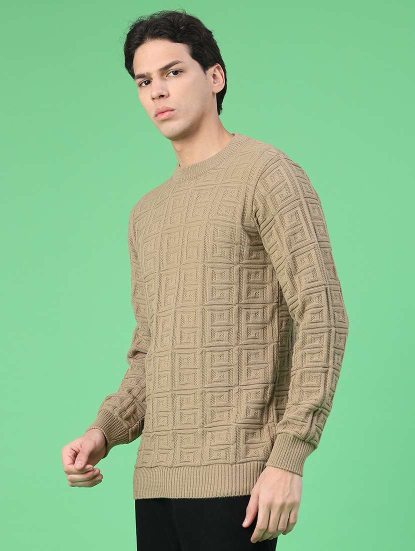 men self design long sleeve regular fit pullover  - 22251002 -  Standard Image - 2