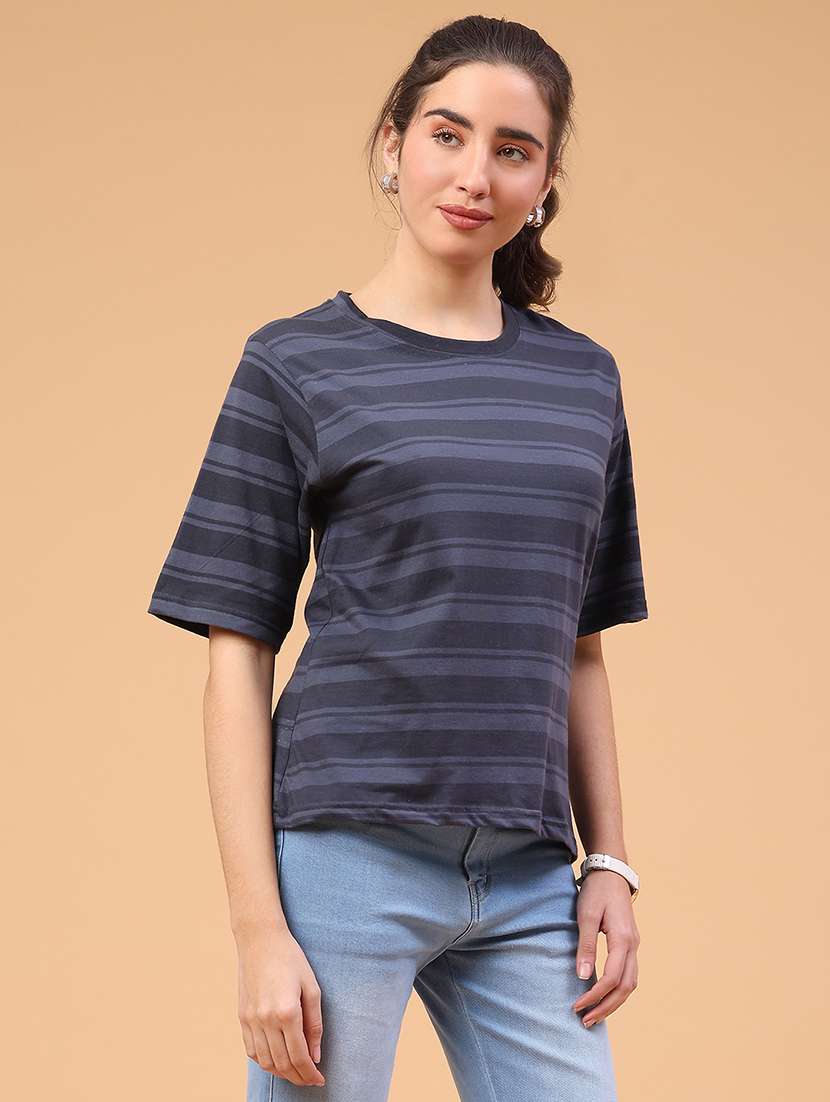 women striped short sleeve t-shirt - 22251012 -  Standard Image - 2