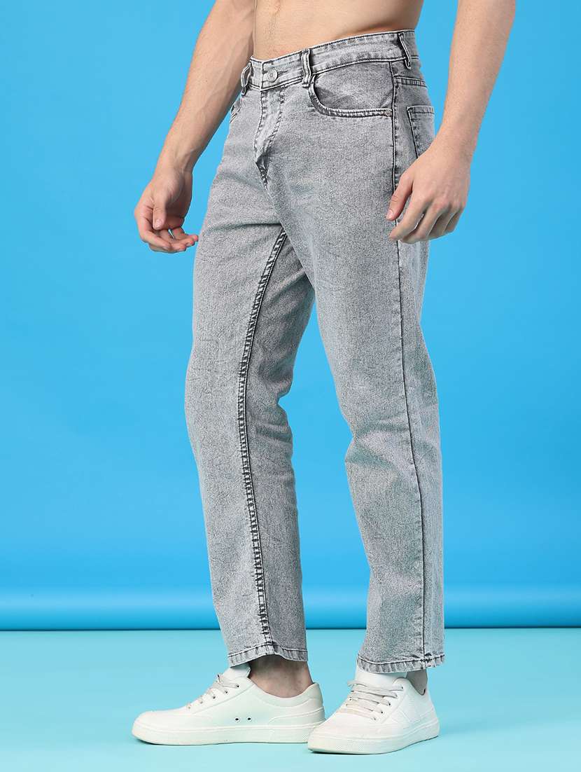 men plain mid rise full length straight fit jeans - 22251035 -  Standard Image - 2