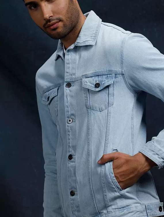 men solid long sleeve regualr fit denim jacket - 22251292 -  Standard Image - 2