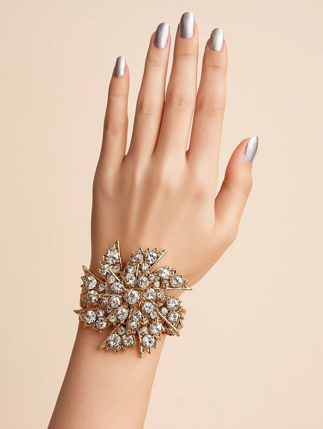 women embellished gold-plated floral statement bracelet - 22251539 -  Standard Image - 2