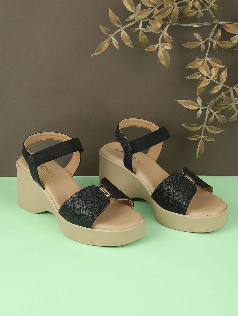 women solid back strap block heel sandal