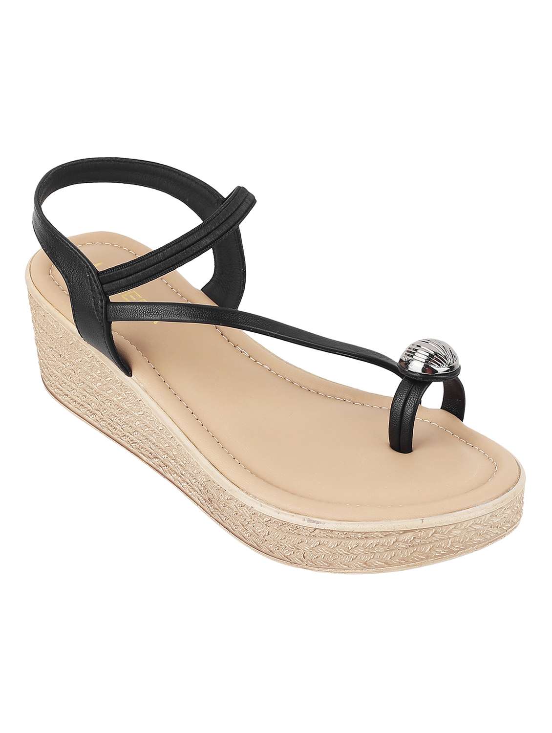 women solid back strapl wedge