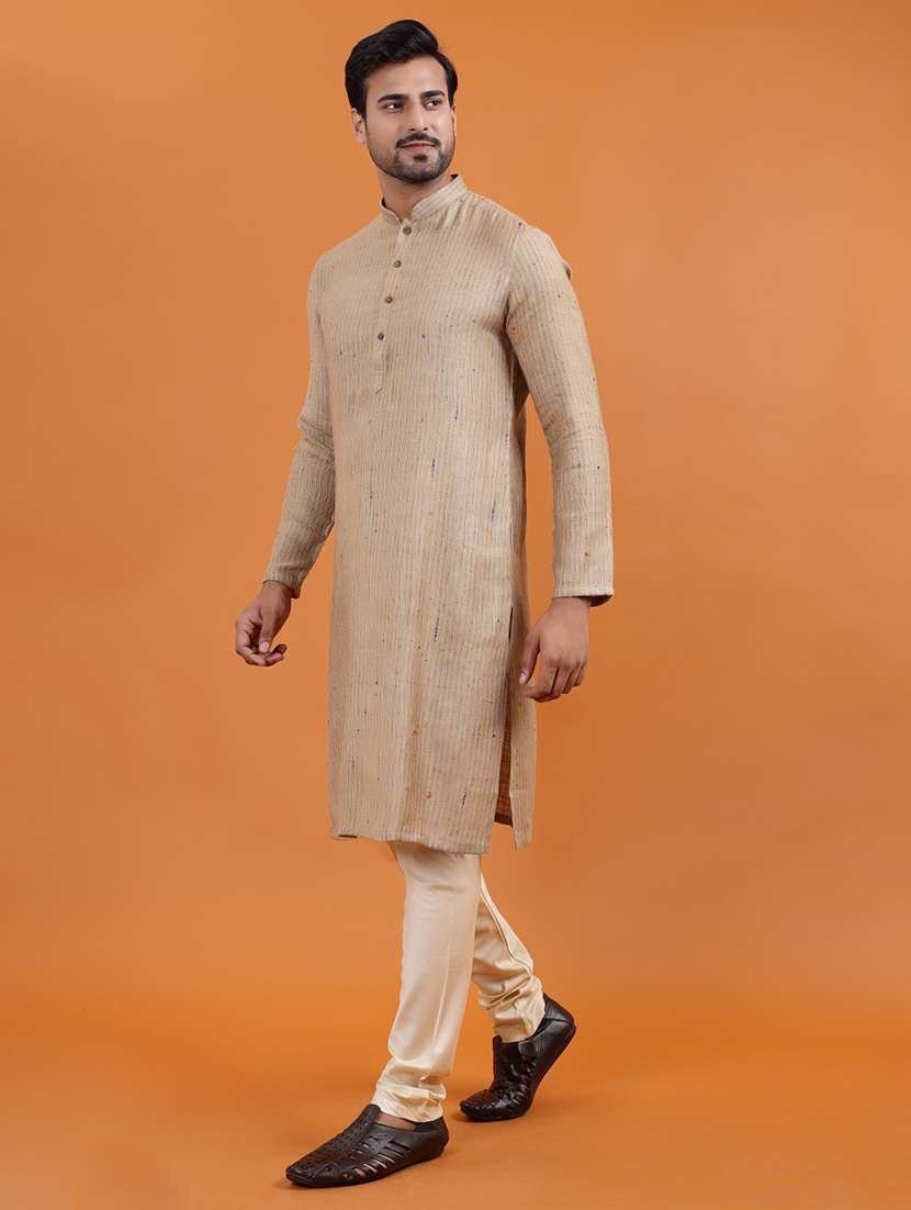 men striped mandarin neck long kurta - 22251966 -  Standard Image - 2