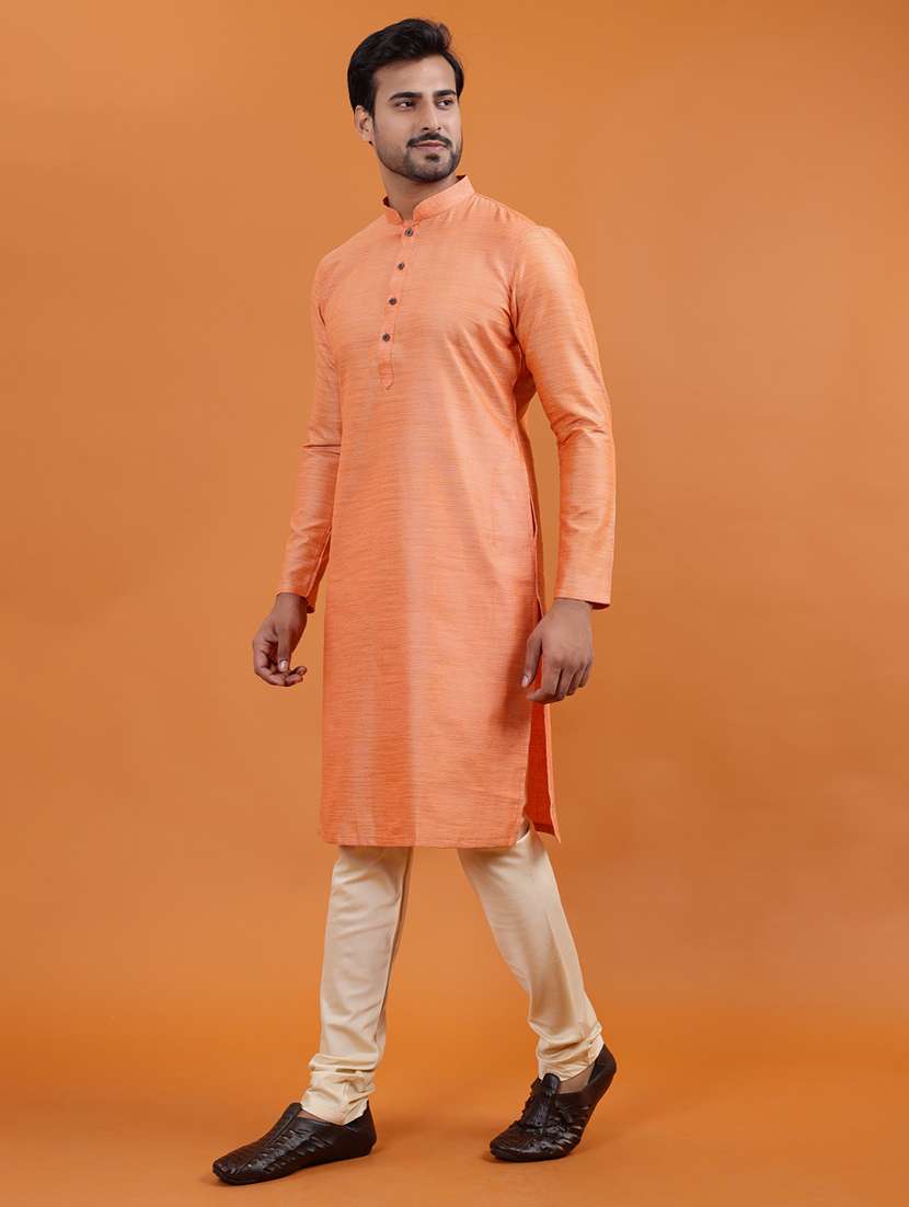 men chevron mandarin neck long kurta - 22251968 -  Standard Image - 2