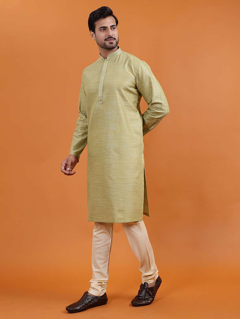 men chevron mandarin neck long kurta - 22251970 -  Standard Image - 2