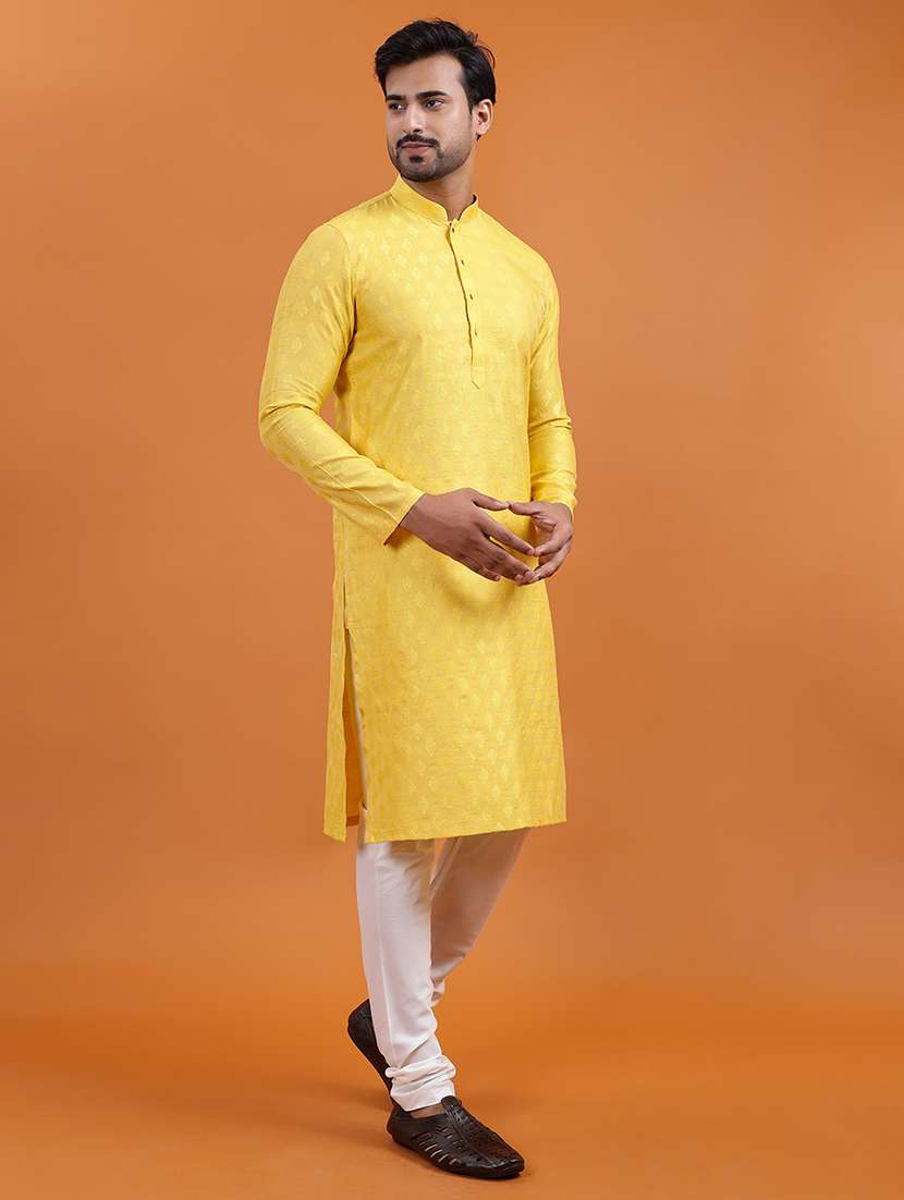 men self design mandarin neck long kurta - 22251974 -  Standard Image - 2