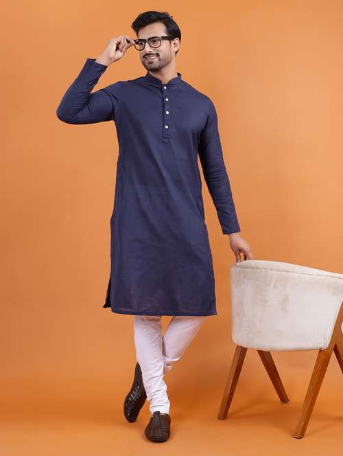 men solid mandarin neck long kurta - 22251976 -  Standard Image - 0