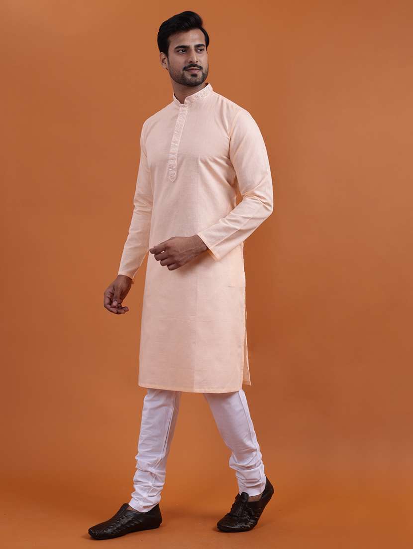 men solid mandarin neck long kurta - 22251977 -  Standard Image - 2