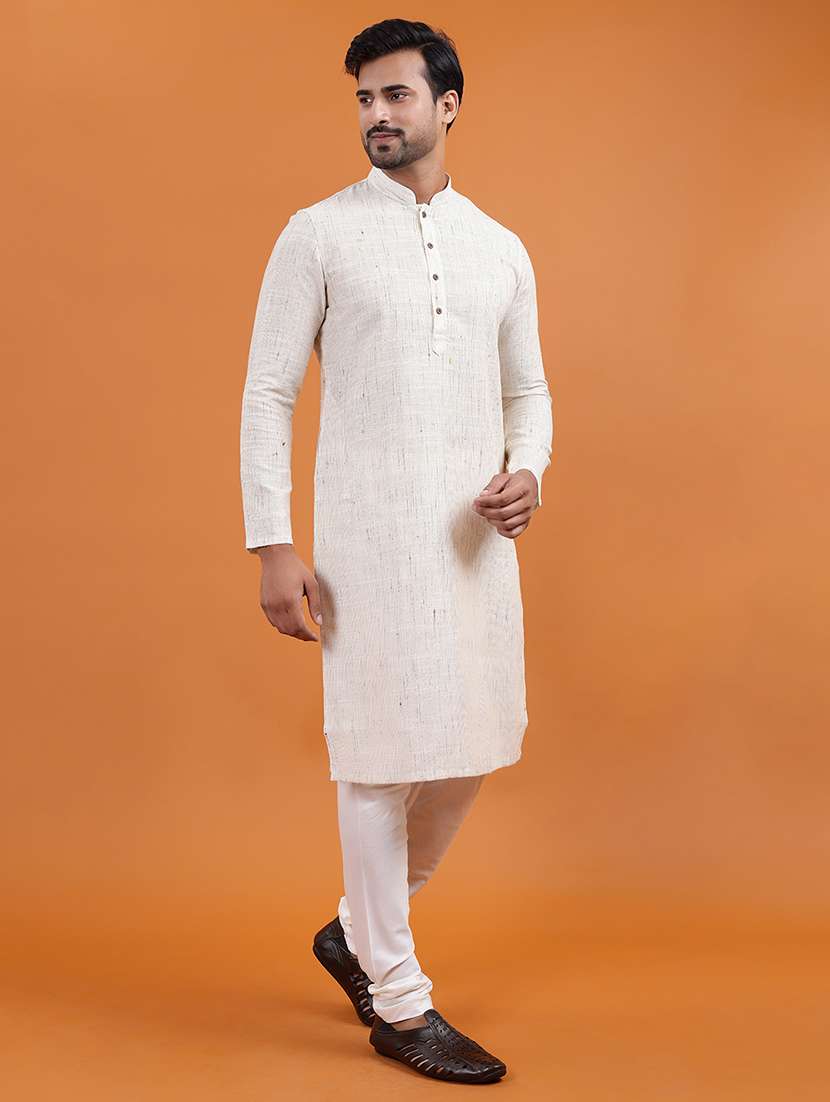 men self design mandarin neck long kurta - 22251980 -  Standard Image - 2