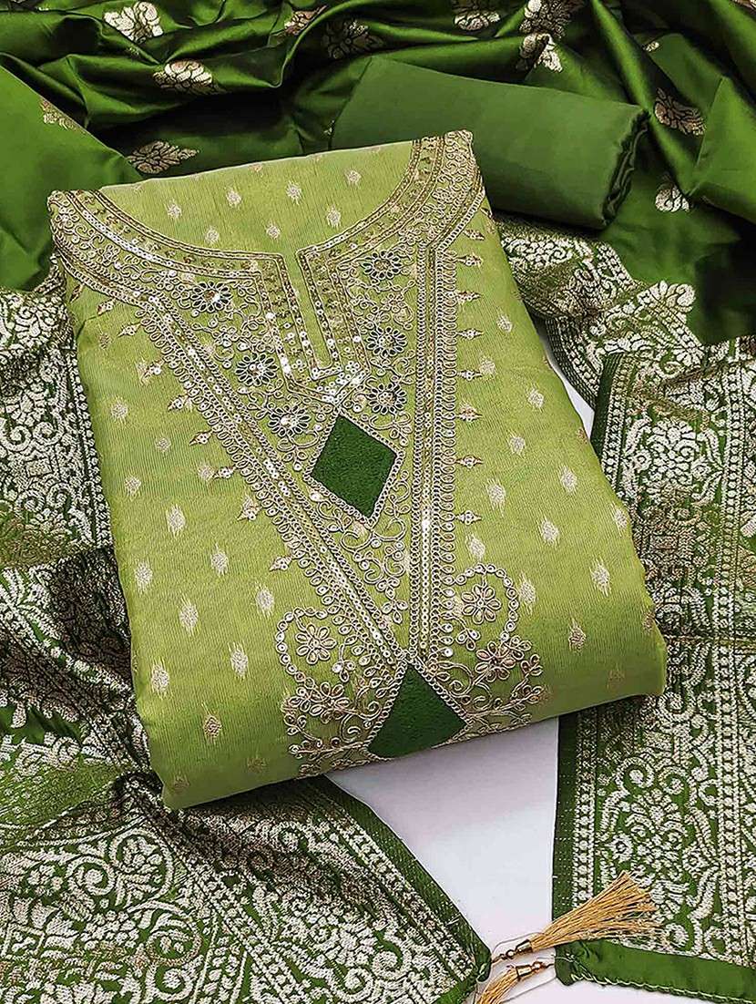 women self design embroidered unstitched suit set